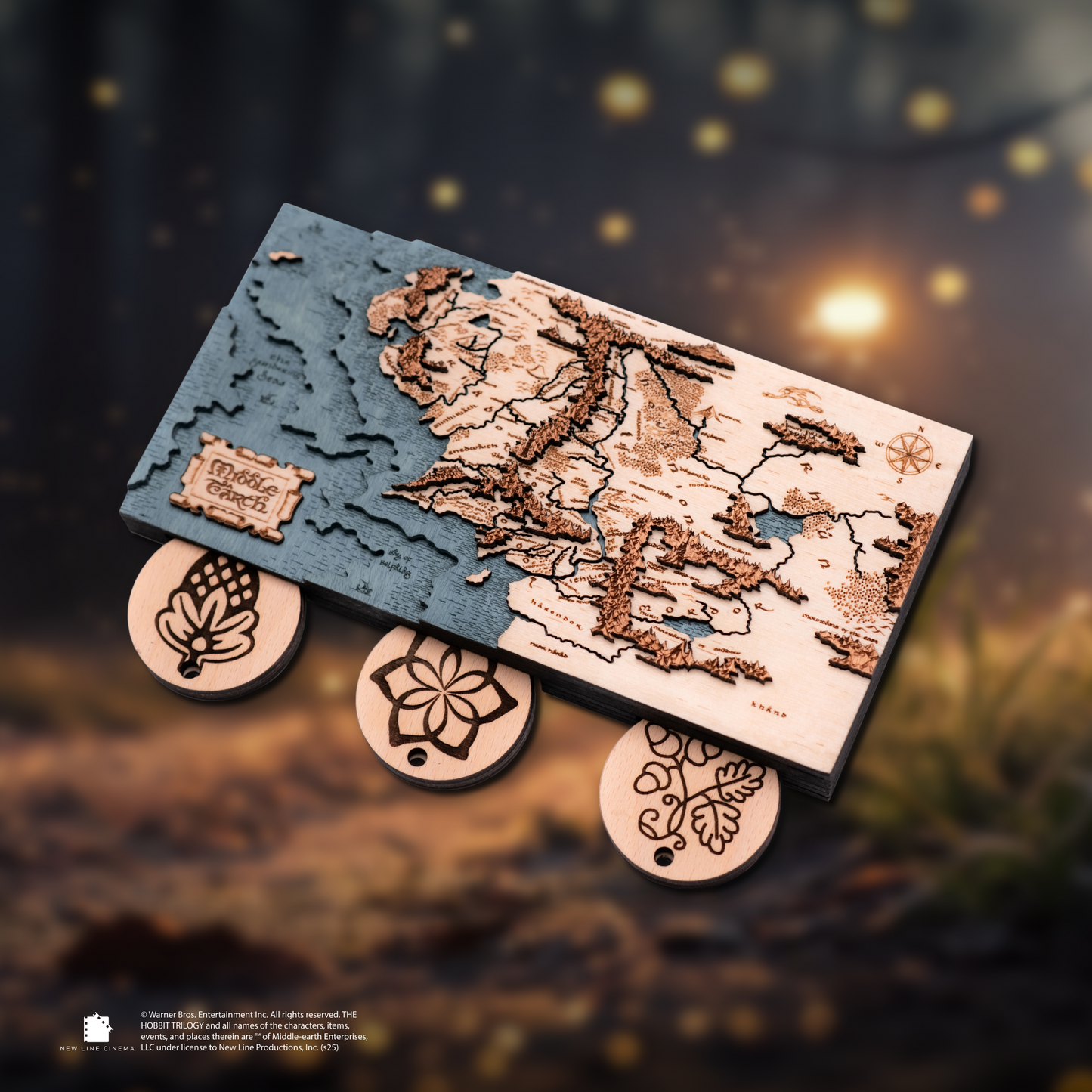Handcrafted Middle Earth map key holder for Tolkien fans